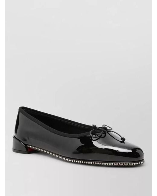 Christian Louboutin Black Patent Leather Crystal Embellished Ballet Flats
