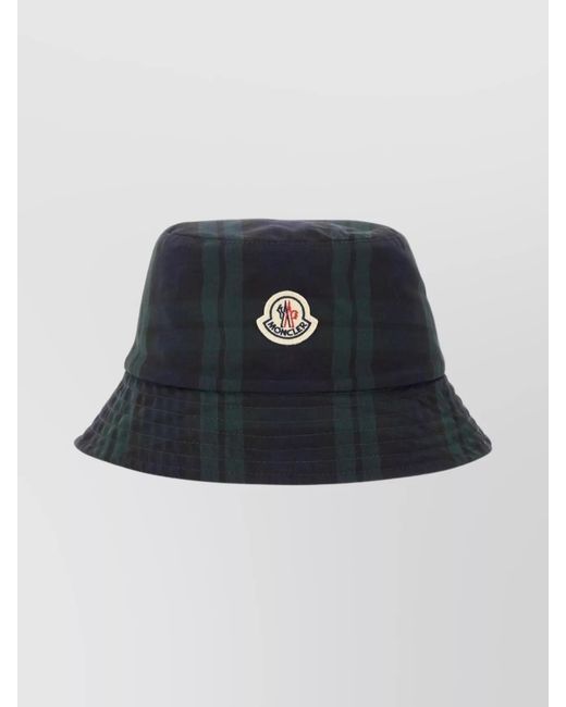 Moncler Blue Reversible Plaid Bucket Hat for men