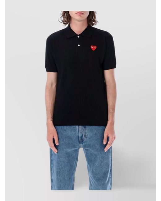 COMME DES GARÇONS PLAY Black Cotton Short-Sleeve Polo Shirt