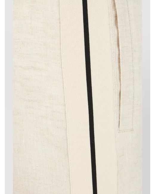 Palm Angels Natural Wide Leg Pants Side Stripe Detail