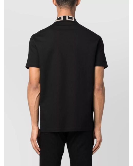Versace Black Cotton Piqué Short-Sleeve Polo Shirt for men