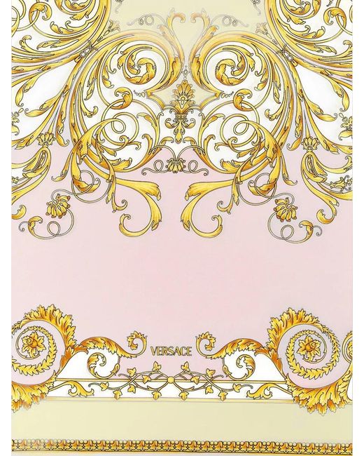 Versace Metallic Silk Barocco Print Square Scarf