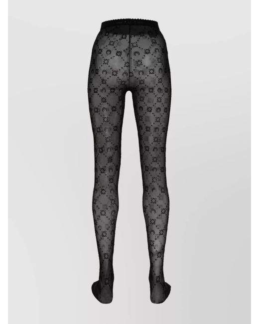 MARINE SERRE Gray Monogram Mesh Flock Tights