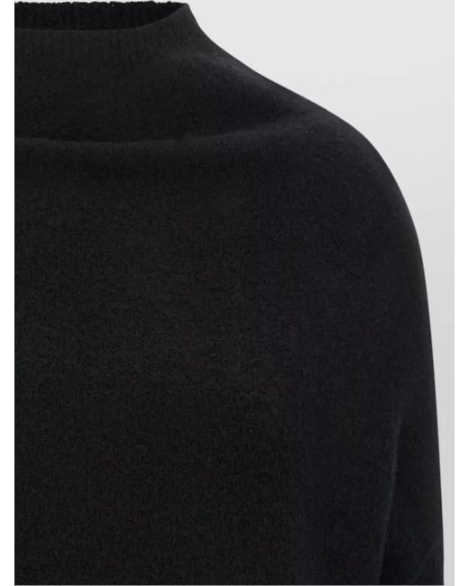Rick Owens Black Cashmere Crater Turtleneck Long-Sleeve Sweater
