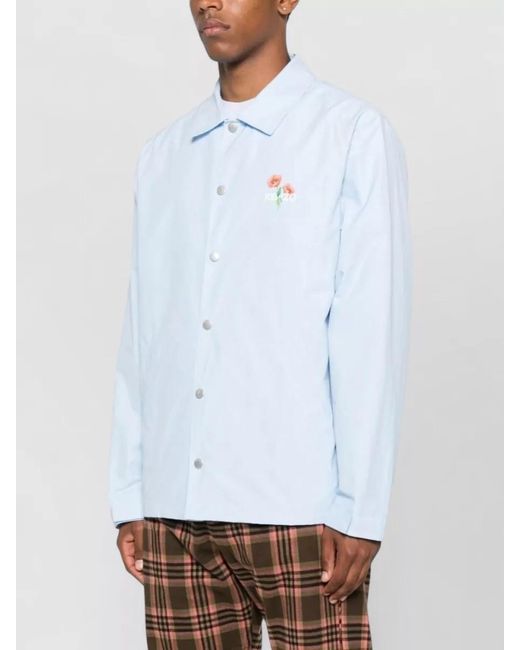 KENZO White Floral Print Single Breasted Coat for men
