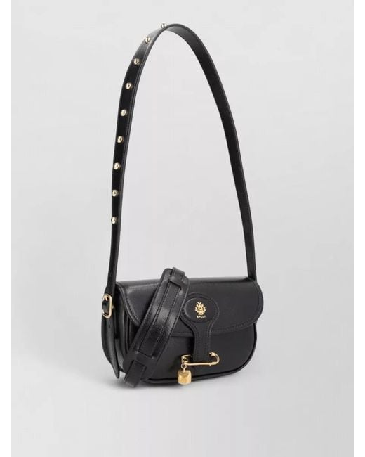 Bally White Shoulder Bag Studded Strap Padlock Detail