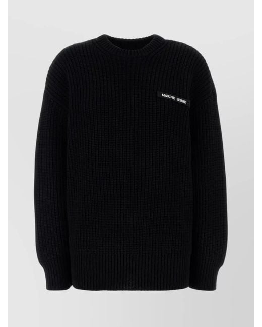 MARINE SERRE Black Oversized Cotton Jumper