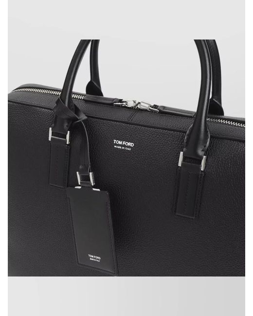 Tom Ford Black Elliot Leather Briefcase Structured Silhouette for men