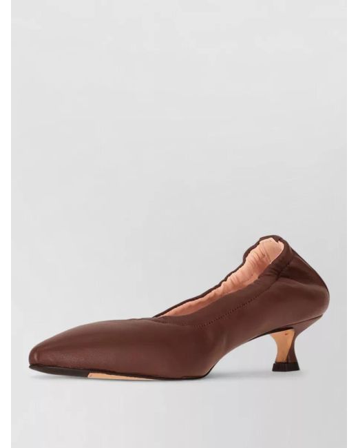 LA ROSE Brown Kitten Heel Soft Leather Pointed Toe Pumps