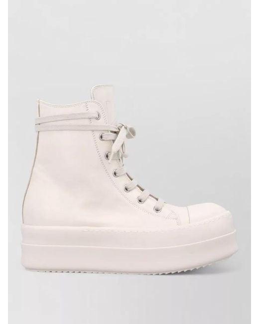 Rick Owens Natural Mega Bumper Sole Leather Ankle Boots