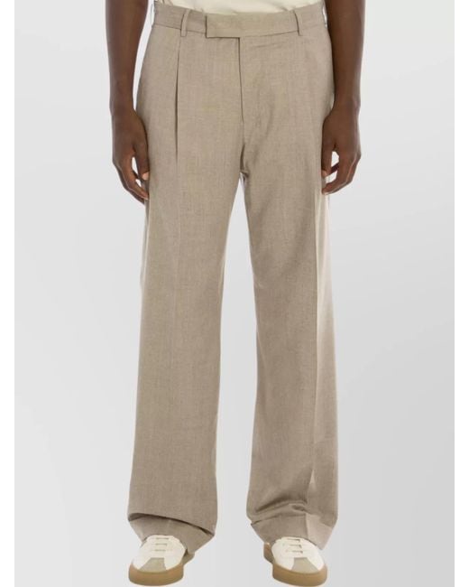PT Torino Natural Virgin Wool Silk Wide-Leg Trousers for men