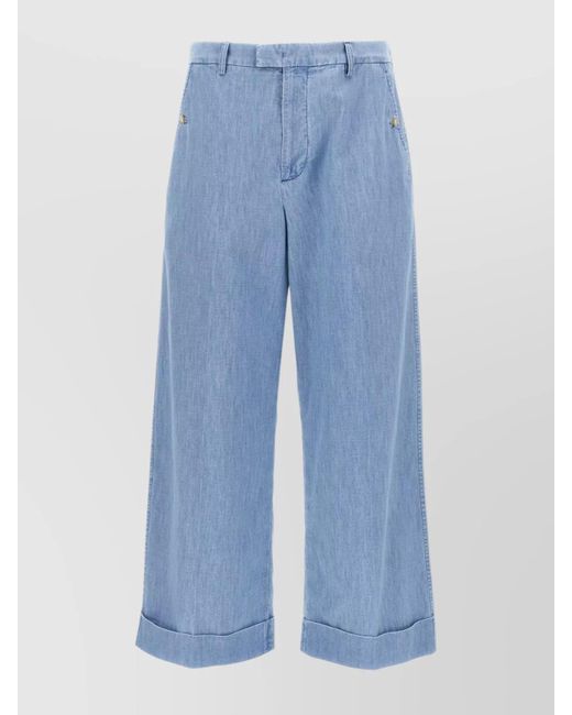 Valentino Garavani Blue Cotton Wide-Leg Jeans for men