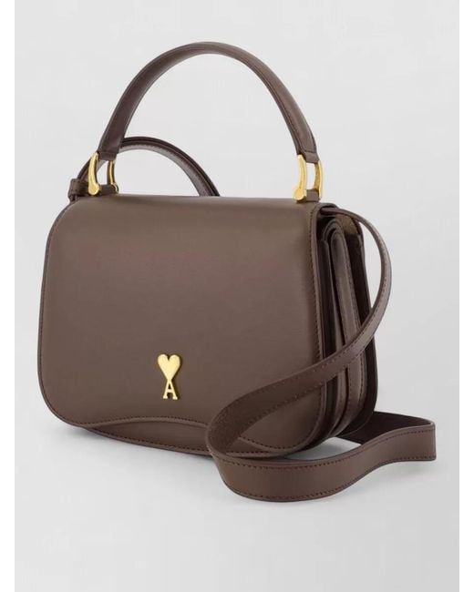 AMI Brown Paris Shoulder Bag Leather Hardware