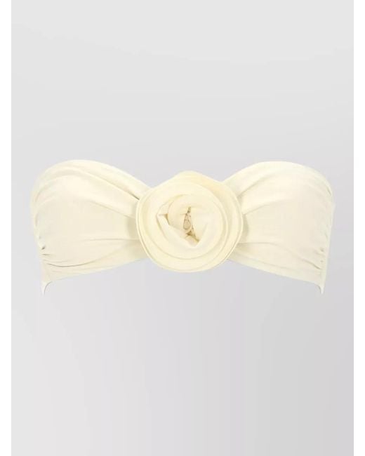 LaRevêche Natural Bikini Top Derya Floral Ruched Strapless