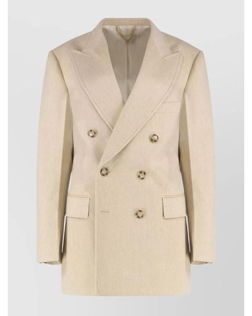 Victoria Beckham Natural Cashmere Double-Breasted Blazer