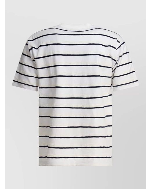 Beams Plus Gray Striped Crew Neck T Shirt Chest Pocket for men