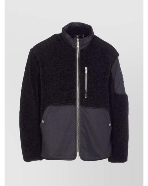 Moose Knuckles Blue High Neck Down Jacket Pockets for men