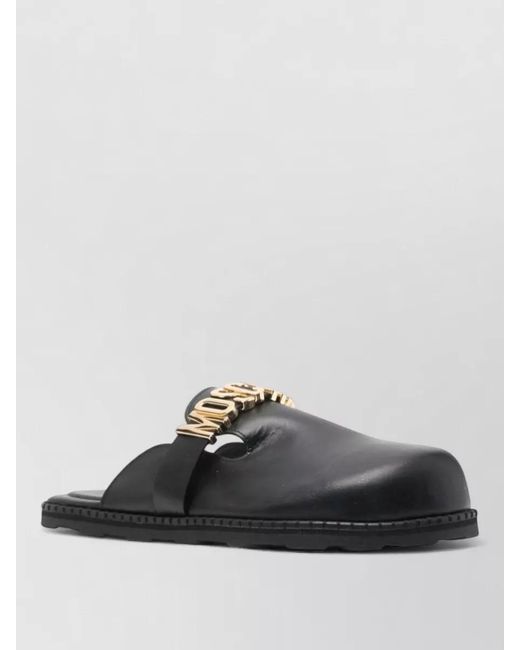 Moschino Black Leather Mules for men