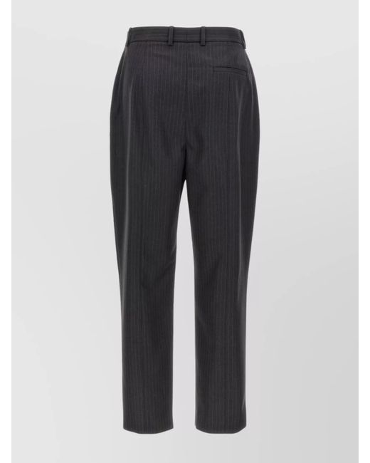 McQueen Blue Pinstripe Wool Tailored Trousers