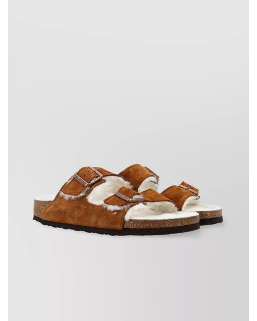 Birkenstock Brown Suede Leather Shearling Sandals