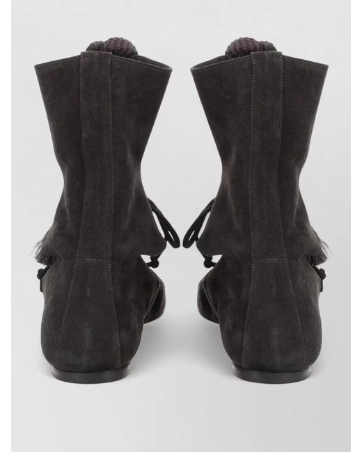 Isabel Marant Black Lace Up Shoes Suede Cut Out Tassels