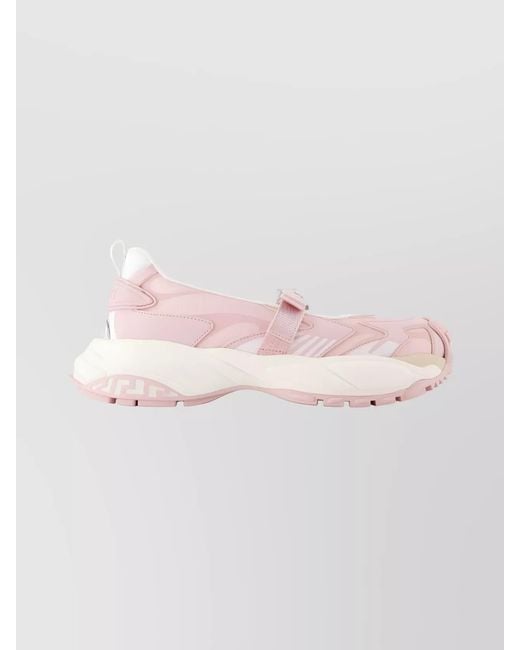 Versace Pink Synthetic Mary Jane Sneakers