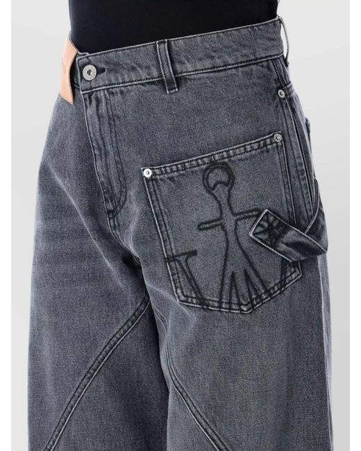 J.W. Anderson Blue Denim High-Rise Straight-Leg Trousers