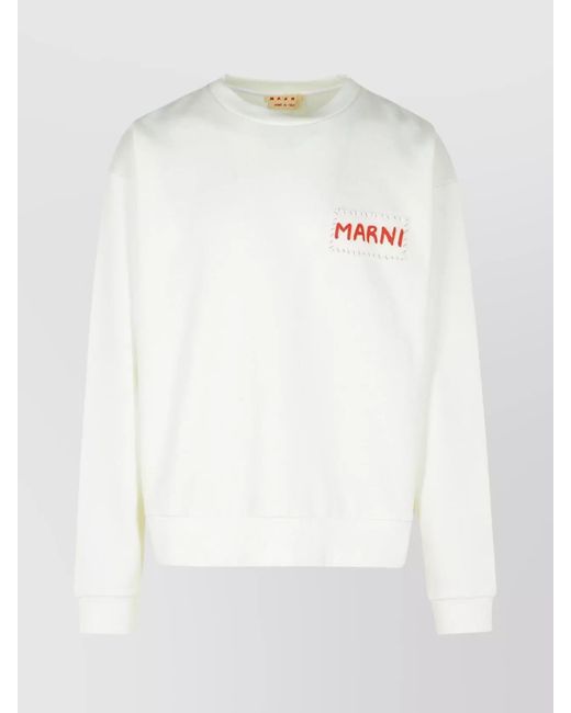 Marni White Cotton Logo Patchwork Sweatshirt for men