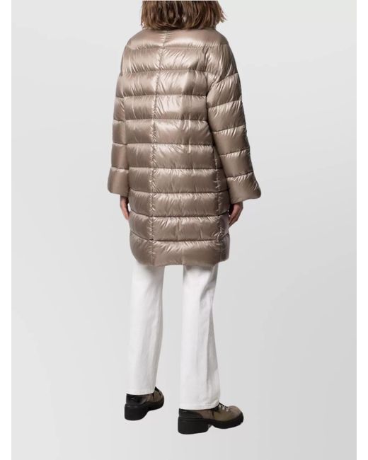 Herno Natural Down Matilde Oversized High-Collar Long-Sleeve Midi Jacket