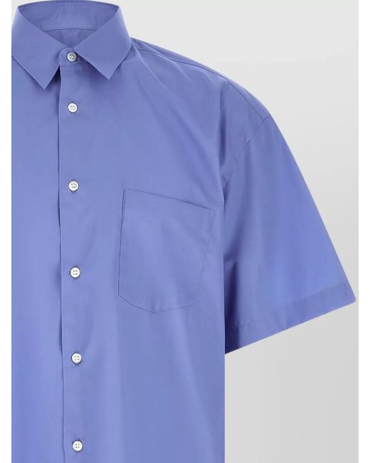 Comme des Garçons Blue Shirt Logo Embroidery Button Down Collar for men