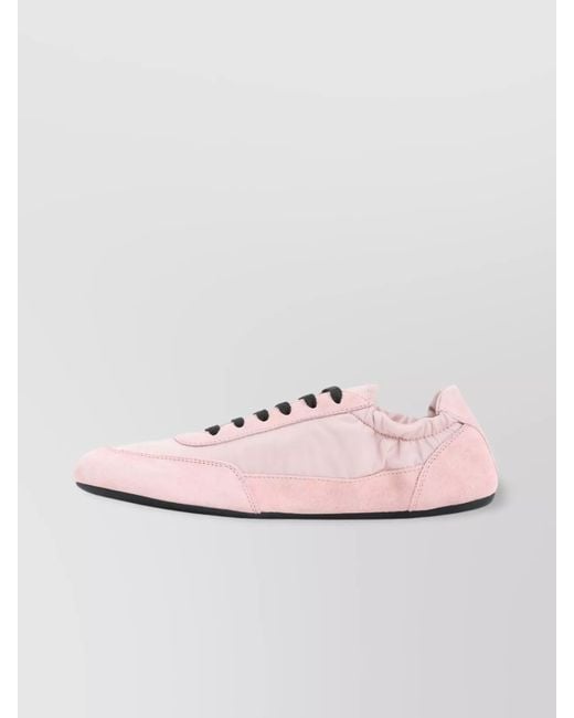 Prada Pink Re-Nylon And Suede Low-Top Sneakers