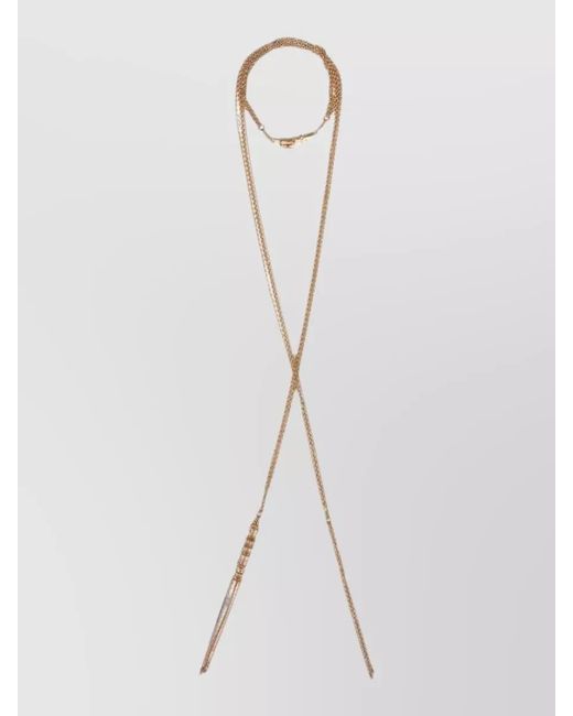 Chloé White Lace Chain Long Necklace Pendant Detail