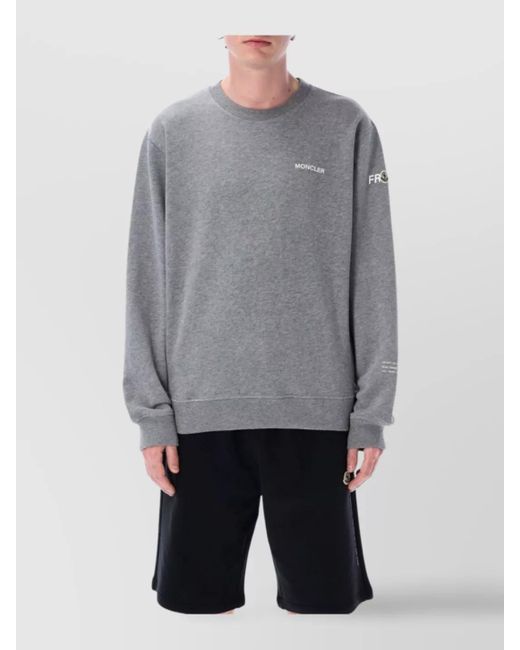 Moncler Genius Gray Ribbed Crewneck Sweater With Long Sleeves for men