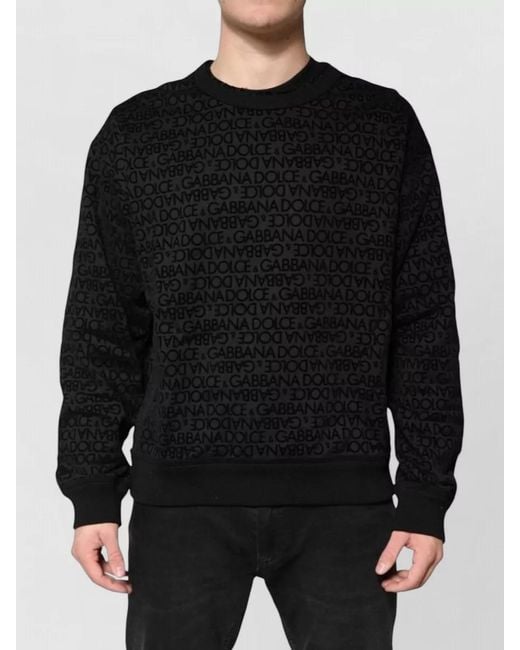 Dolce & Gabbana Black Cotton Logo-Print Crew-Neck Sweatshirt for men