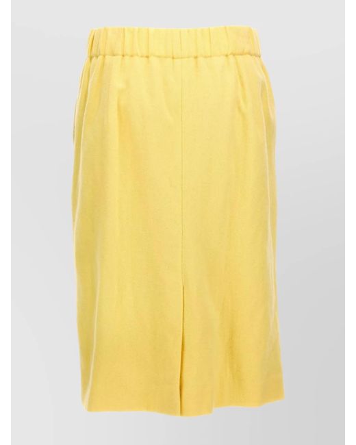Dries Van Noten Yellow Wool Straight Skirt