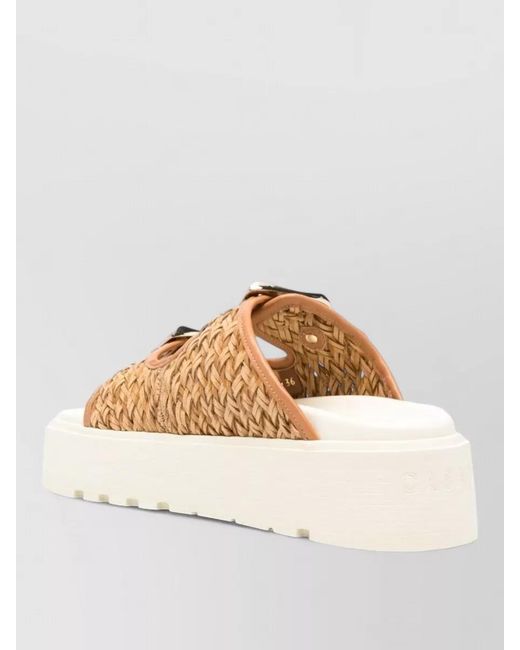 Casadei Natural Platform Sandals Open Toe Woven Design