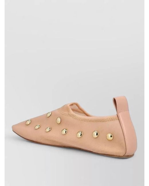 Chloé Pink Mesh Studded Ballerina Shoes