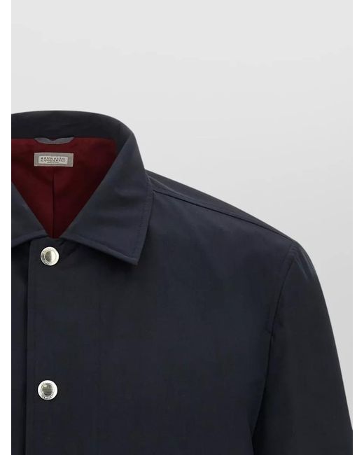 Brunello Cucinelli Blue Membrane Canvas Jacket Collared Design Pockets for men