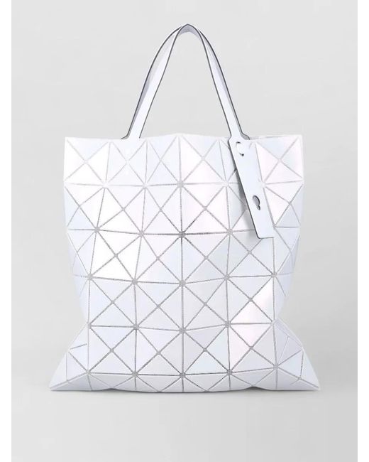 Issey Miyake White Metallic Lucent Geometric Panel Tote Bag