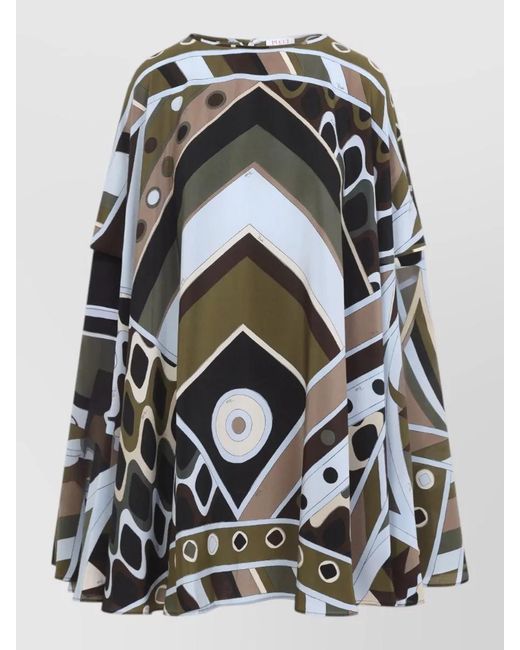 Emilio Pucci Black Silk Mini Dress Cape Design