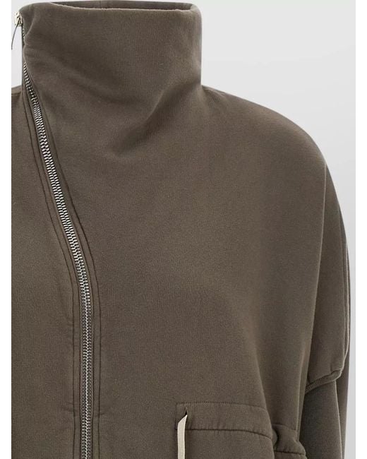 Rick Owens Multicolor Cotton Asymmetric Zip Sweatshirt Jacket