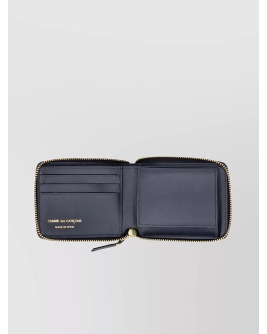 Comme des Garçons Blue Leather Zip-Around Wallet