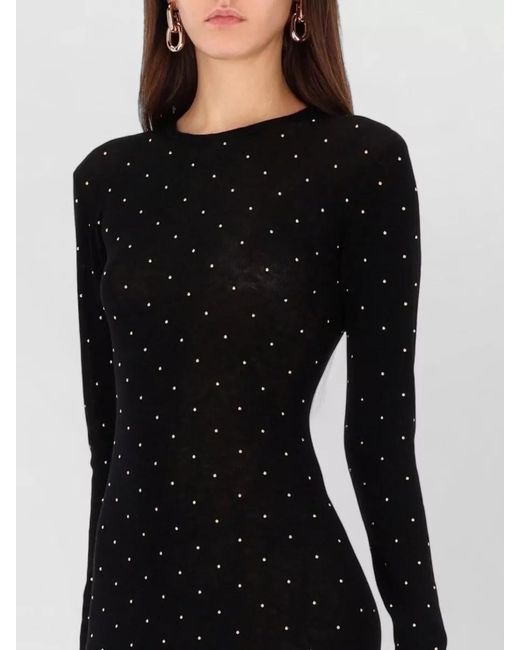 Rabanne Black Long Dress Crew Neck Fitted Silhouette