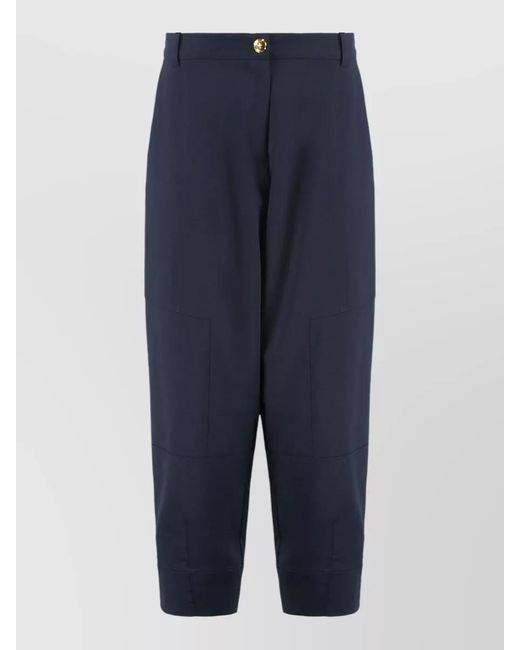 Pinko Blue High Waist Ankle Length Wool Blend Pants