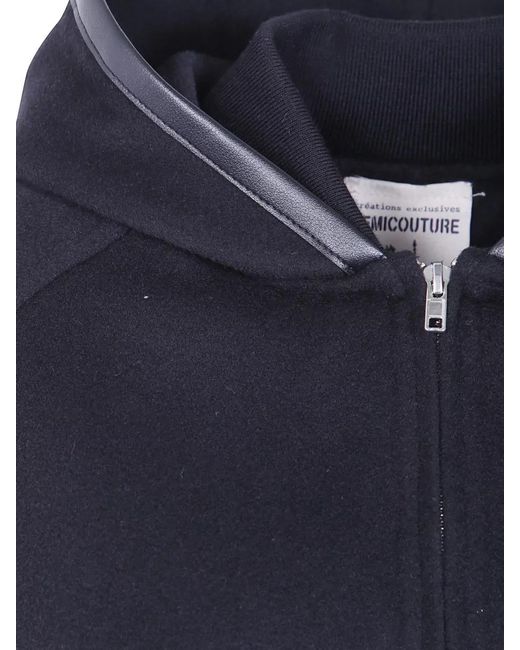 Semicouture Blue Wool Hooded Bomber Jacket