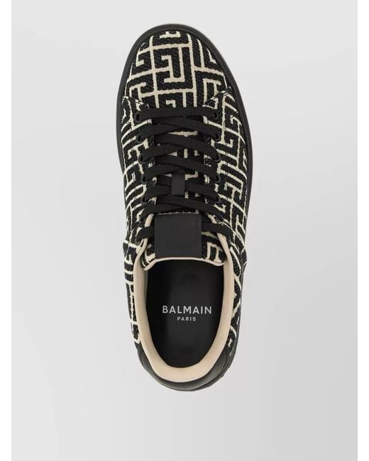 Balmain Black B Court Low Top Lace Up Sneakers for men