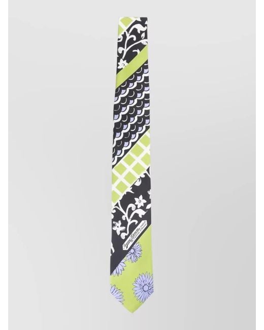 Lanvin White Patchwork Silk Tie Floral Geometric Mixed for men