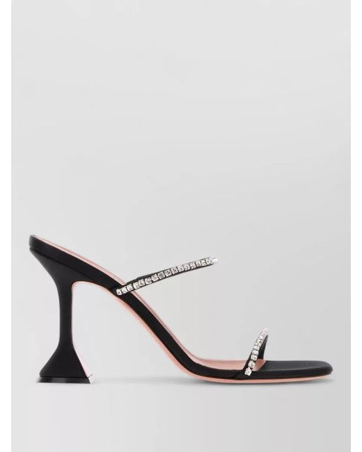 AMINA MUADDI Metallic Satin Gilda Mules Embellished Straps Open Toe