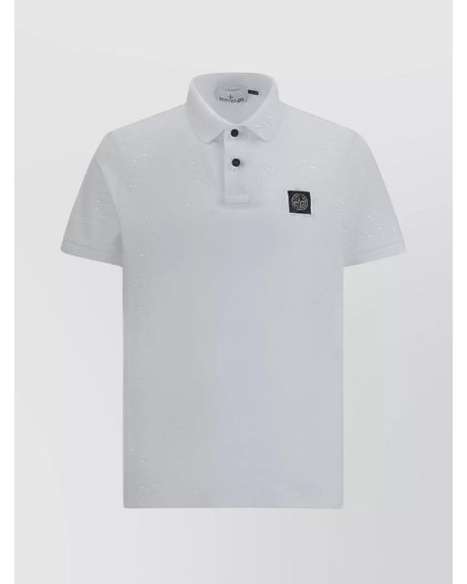Stone Island White Cotton Slim-Fit Short-Sleeve Polo Shirt for men