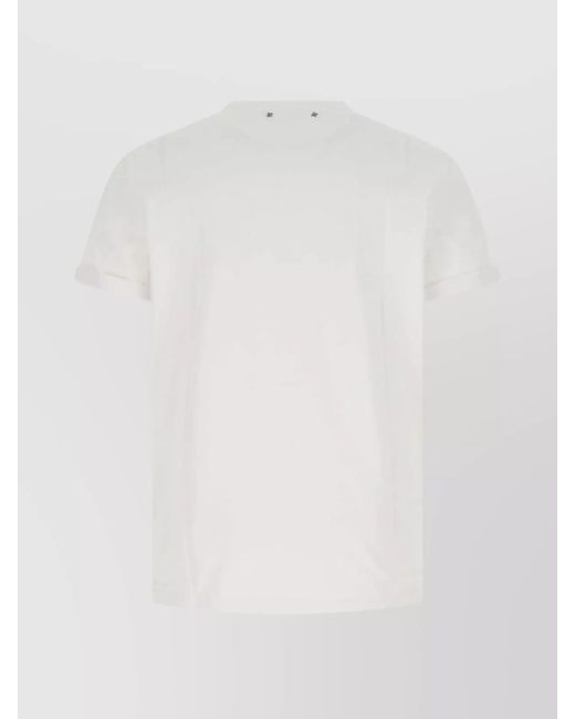 Golden Goose Deluxe Brand White Logo Print Distressed Cotton T-Shirt for men